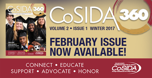 Winter 2017 CoSIDA360 Magazine Available Digitally, Coming to Your Mailbox